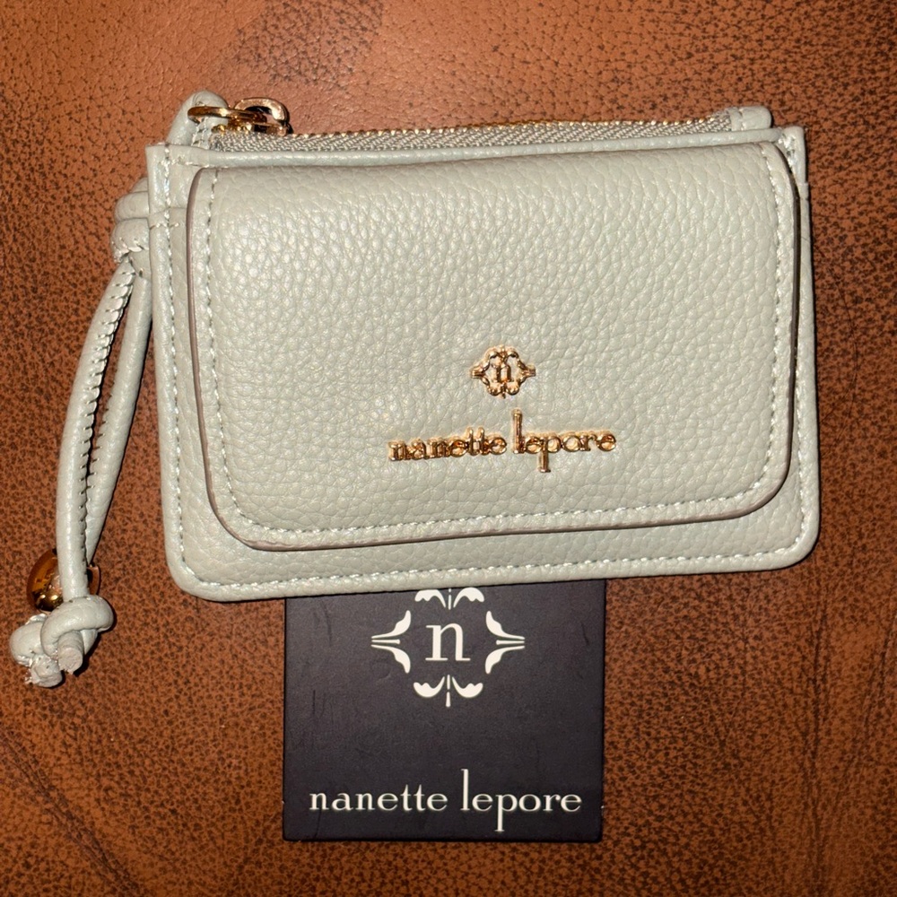 Nanette Lepore Pebbled Leather Mini Wallet - Pale Sage